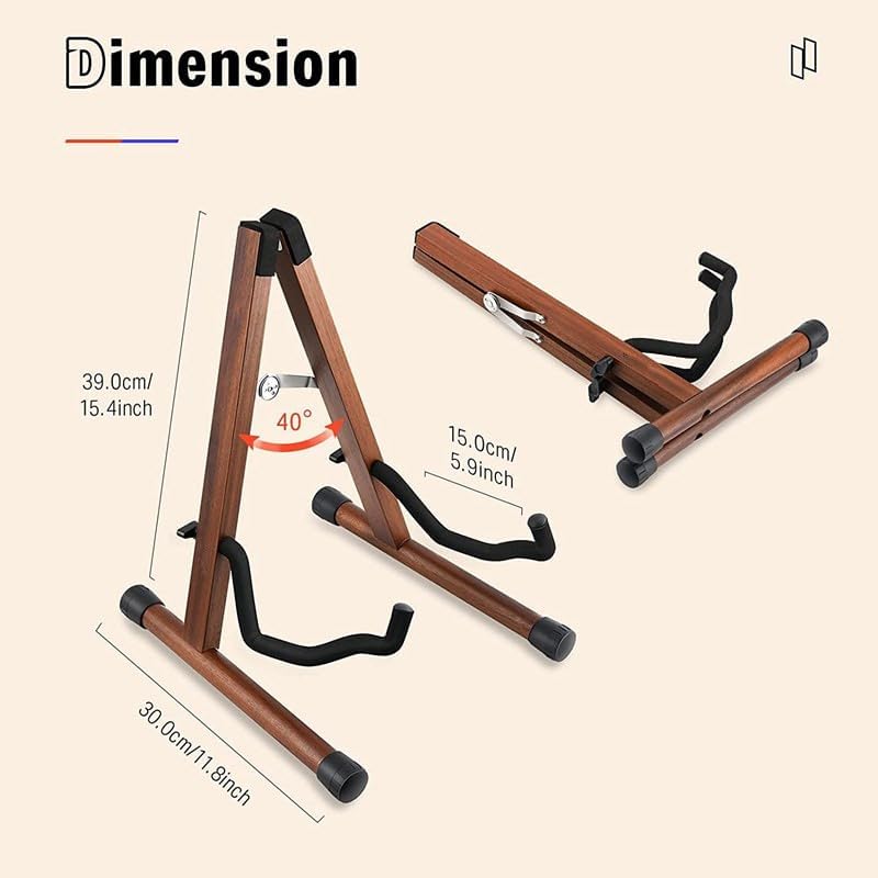 LTAXAF Guitar Stand, Guitar Stand Wooden Frame Folding Design, Universal Foam Padded Display for Electric Bass Classical Ukulele - Image 2